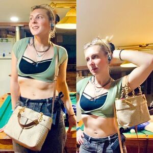 Tommy Hilfiger Signature Monogram Jacquard Vegan Leather Satchel Purse